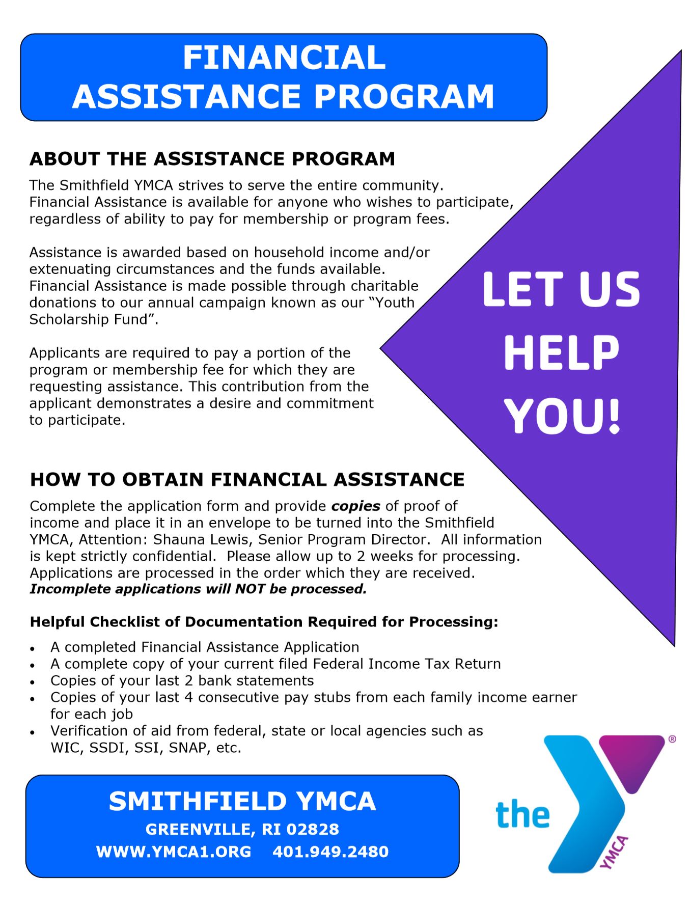 Financial Assistance Smithfield YMCA