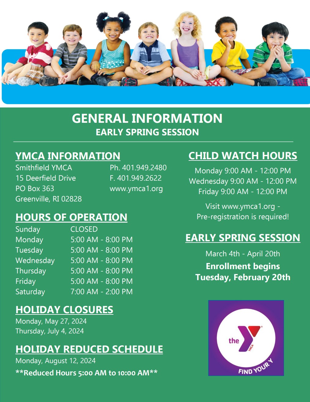 Hours of Operation Smithfield YMCA